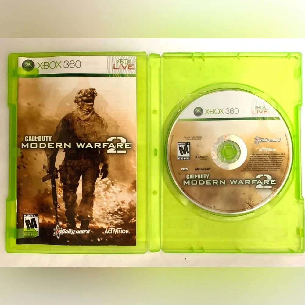 Call of Duty: Modern Warfare 2 (Xbox 360, 2009) Complete Disc Manual Box